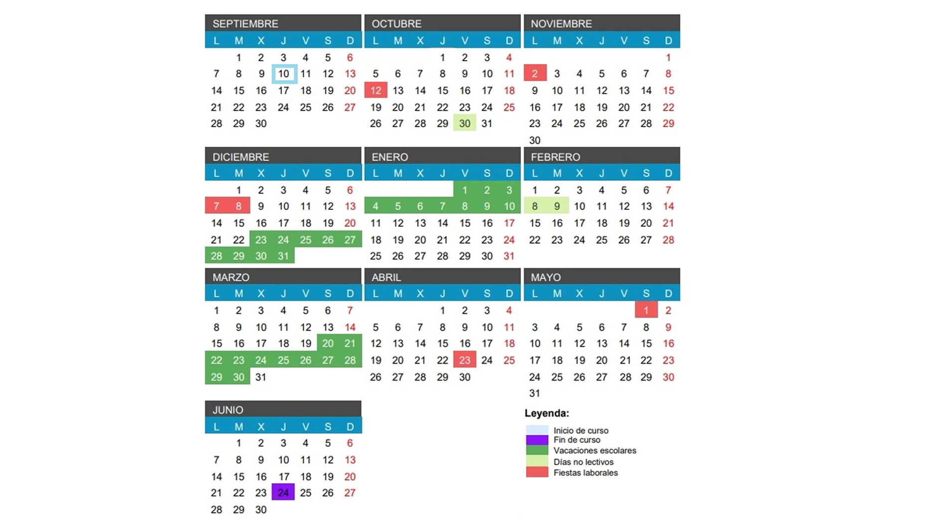 calendario modificado
